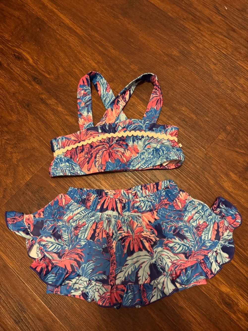 SweetHoney Pink & Blue Tropical Two-Piece Swim Set